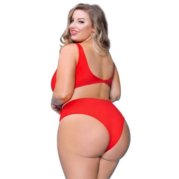 Plus 1Pc Monokini Swimsuit Womens Size 3x4x Red One Piece High Leg Swimwear - Picture 5 of 10